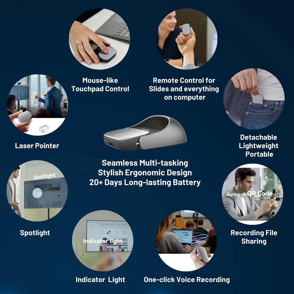 Cheerdots 2 – Souris Air détachable avec pavé tactile sans fil, tout-en-un, de poche, avec enregistrement IA, compatibilité ChatGPT et fonctions de souris gaming personnalisables